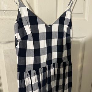 J. Crew Black and White Gingham Spaghetti Strap Dress